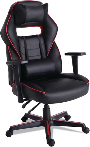 Alera BT-51593RED Silla ergonómica para juegos de 15.91 pulgadas a 19.8 pulgadas de altura del asiento, estilo carreras, color negro/rojo