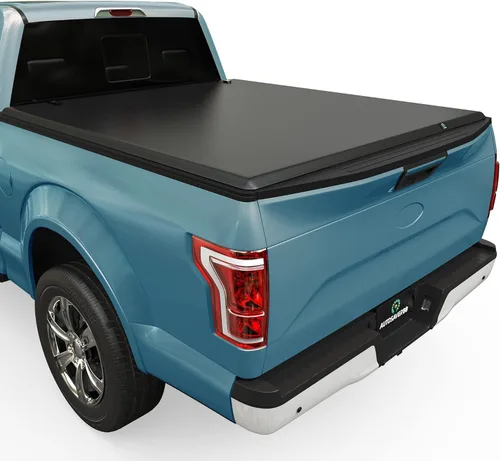 AUTOSAVER88 Cubierta Tonneau suave de cuatro pliegues para caja de camioneta compatible con Ford F-150 F150 2015-2026 (excepto serie Raptor) caja de