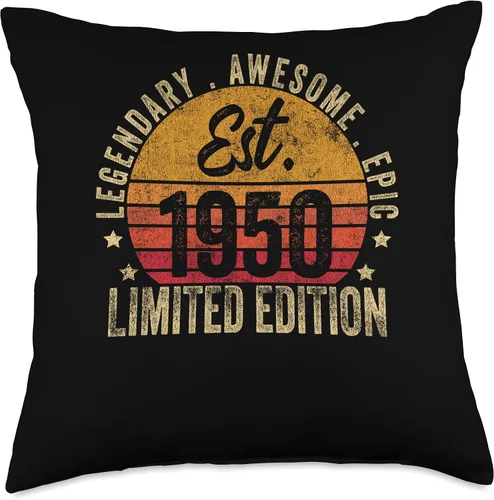 73rd Birthday Vintage 73 Year Old Est 1950 Limited Edition Throw Pillow