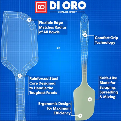 Miniatura 3 de DI ORO Silicone Spatula - Espátula de cocina de silicona de 600 °F resistente al calor, espátula de goma para hornear, raspar y mezclar - Libre