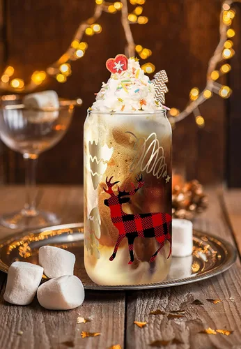 Miniatura 3 de Vasos de Navidad de 18 onzas para café helado de Navidad con tapas y pajitas, regalos de elefante blanco para adultos, vaso colorido de árbol