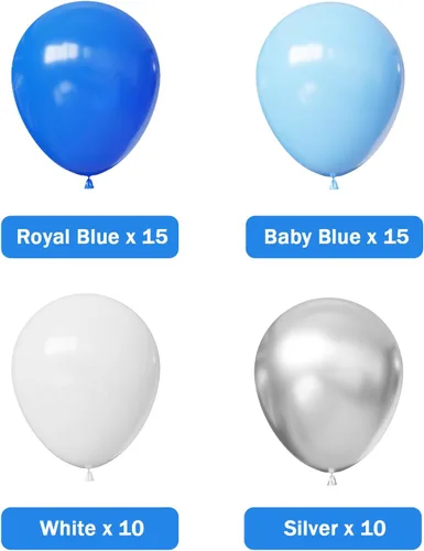 Miniatura 2 de Hiquaty Globos azules y plateados, 50 globos azul claro, globos azules y blancos de 12 pulgadas para decoración de cumpleaños, baby shower, boda