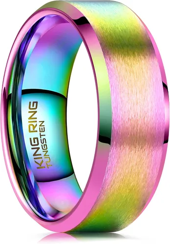 King Ring Anillos de tungsteno de 4680.394 in Anillos de tungsteno con acabado mate superpulido, coloridos, diseñados en Estados Unidos
