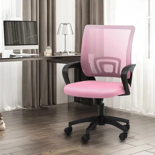 Miniatura 2 de Silla de oficina ergonómica, silla de escritorio de malla con soporte lumbar y asiento ancho (capacidad de 300 libras) altura ajustable, ruedas