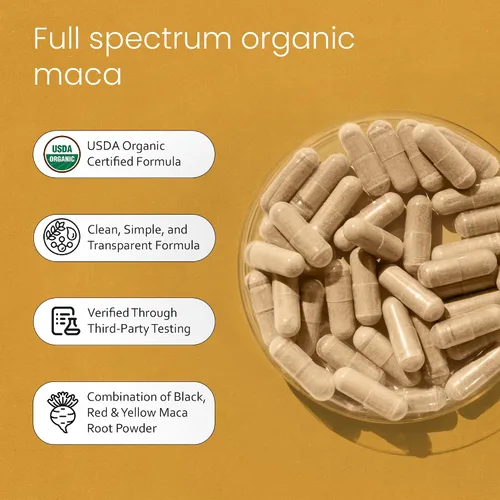 Miniatura 5 de Cápsulas veganas de maca orgánicas negro, rojo, amarillo, 0,003 oz por cápsula, 150 cápsulas, 100 % puro y natural sin OMG, energizante natural