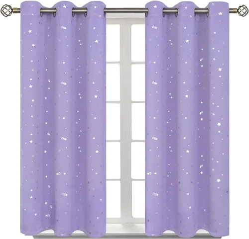 Miniatura 68 de BGment Cortinas opacas para dormitorio infantil, con aislamiento térmico, con ojales, estampado de estrellas plateadas, cortinas para oscurecer