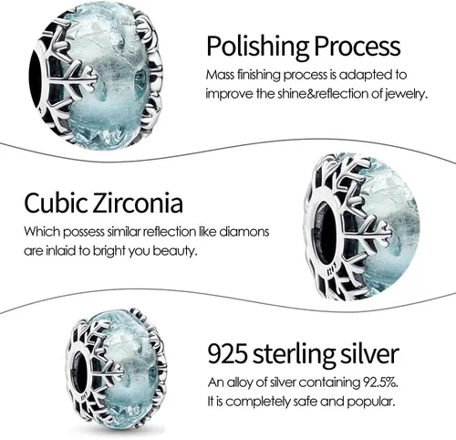 Miniatura 2 de Dijes de plata de ley 925 con circonita cúbica para mujer, pulseras y collares, madre de Navidad para mujer