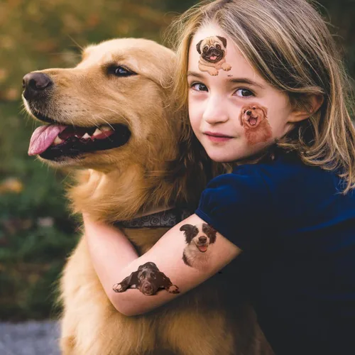 Miniatura 5 de CHARLENT 148 tatuajes temporales para niños – Tatuajes individuales 3D para cachorros y gatitos para niños y niñas, animales, regalos de fiesta