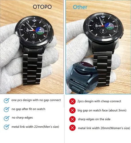 Miniatura 3 de OTOPO No Gap - Correa de metal compatible con Galaxy Watch 6 Classic de 1.850 in 1.693 in, Watch 6 5 4 Band 1.575 in 1.732 in, Watch 5 Pro, Watch 4