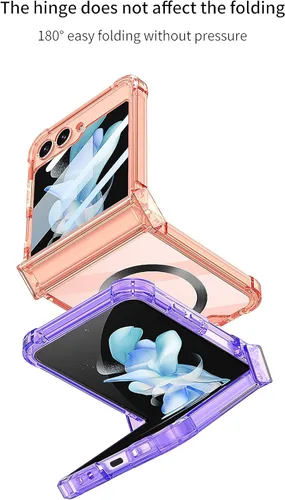 Miniatura 9 de Funda magnética integrada con protector de pantalla para Samsung Galaxy Z Flip 5 4, compatible con MagSafe, protección de bisagra completa, funda