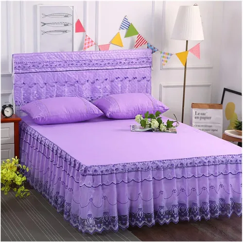 Miniatura 21 de OTBK Falda de cama individual blanca con volantes y borlas, estilo bohemio, falda de cama con encaje, volantes, floral, Shabby Chic juegos de ropa