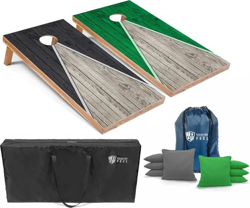 Miniatura 9 de Tailgating Pros Juego de tablero de Cornhole ligero con diseño piramidal con bolsas de frijoles y estuche de transporte, juego de cornhole