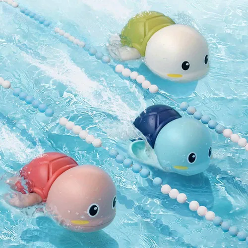 Miniatura 2 de Juguetes de baño para bebés, juguetes de tortuga de natación para niños pequeños, juguetes flotantes para bañera de agua y ducha, juegos de piscina