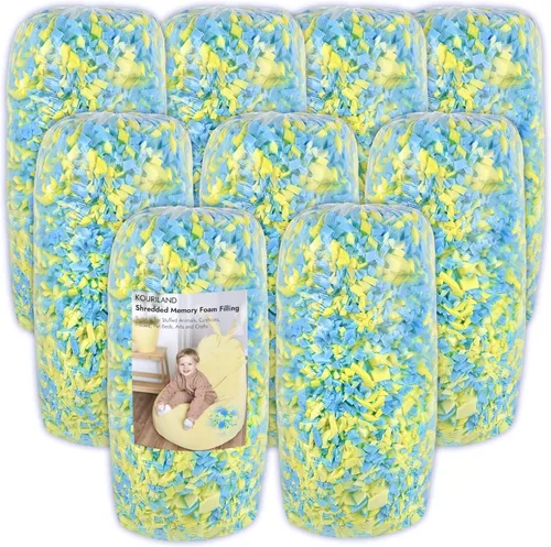 Miniatura 10 de Relleno de puf de 5 libras, repuesto de espuma viscoelástica triturada con gel de enfriamiento, relleno de espuma suave y de alta resistencia