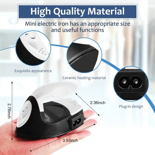 Miniatura 2 de Honoson - Plancha pequeña, térmica, portátil, práctica, con accesorios de base de carga, ideal para cuentas para planchar, parches, bricolaje, Negro