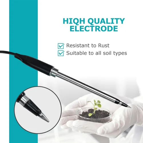 Miniatura 3 de Medidor digital EC de suelo 2 en 1 plantas porfesionales medidor de temperatura EC con sensor con cable, pantalla LCD retroiluminada, compensación