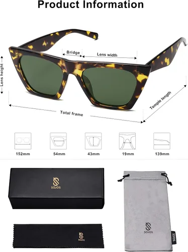 Miniatura 5 de SOJOS Trendy Oversized Square Cateye Polarized Sunglasses for Women and Men