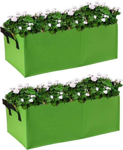Miniatura 9 de Bolsas de cultivo de 15 galones, paquete de 2 unidades, 3 compartimentos, bolsas de plantación rectangulares elevadas, 14.11 oz de tela no tejida