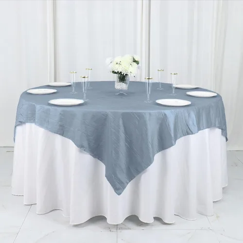 Miniatura 8 de Tableclothsfactory Mantel cuadrado de tafetán arrugado de acordeón beige de 72 x 72 pulgadas