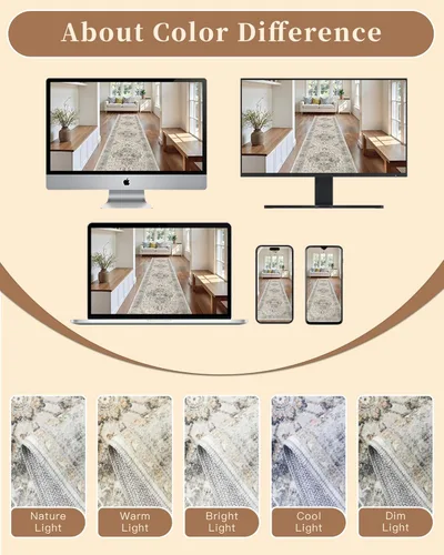 Miniatura 71 de Madane Tapete lavable de 2 x 10 pies para pasillo, cocina, recibidor, clásico, suave, antideslizante para interiores, casa de campo, baño, sala