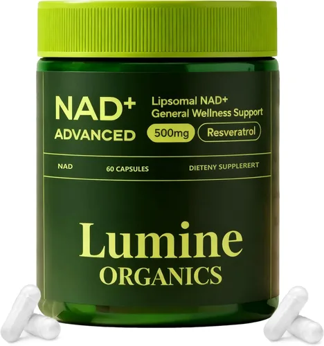1PCSLumine Organics NAD+ Suplemento para apoyo al metabolismo energético, cápsulas liposomales que contienen resveratrol, nicotinamida ribosideana y
