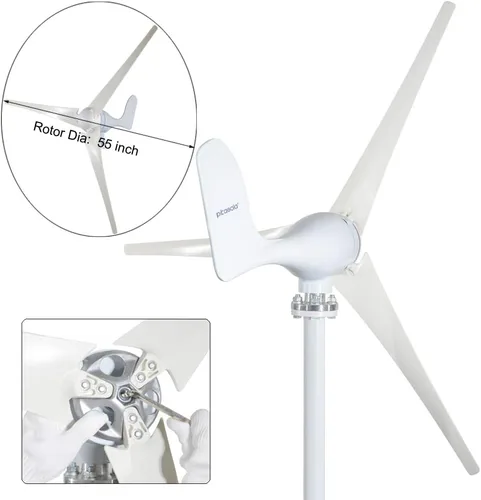 Miniatura 4 de Generador de turbina eólica de 400 W AC 12 voltios Economy 3 cuchillas molino de viento para sistema híbrido solar eólico 8.2 ft/s Velocidad