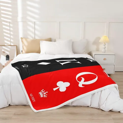 Miniatura 2 de Manfei Manta mullida con estampado de corona blanca, manta negra y roja para cama, sofá, decoración de habitación de niños y niñas (40 x 50 pulgadas)