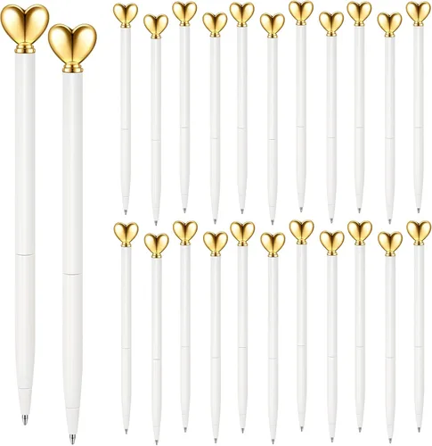 Miniatura 15 de Thenshop 24 piezas de bolígrafos con forma de corazón retráctiles de metal, lindos bolígrafos de 1.0 mm, tinta negra, bolígrafos de bola