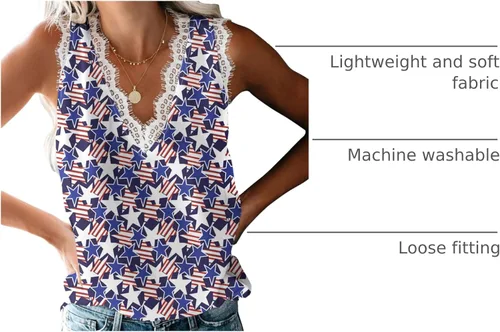 Miniatura 50 de VIISHOW - Camiseta sin mangas, sexy, con cuello en V y bordes de encaje para mujer, camisola de vestir, camisas de gasa, sin mangas, casuales