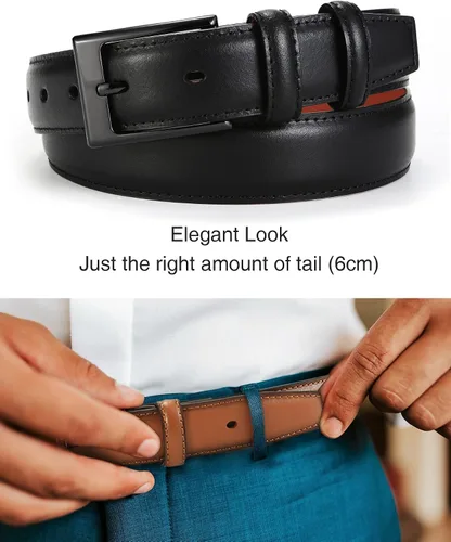 Miniatura 5 de CHAOREN Cinturón de vestir para hombre Cinturón de cuero genuino para hombres de 1 18 pulgadas formal compañero perfecto para zapatos de vestir