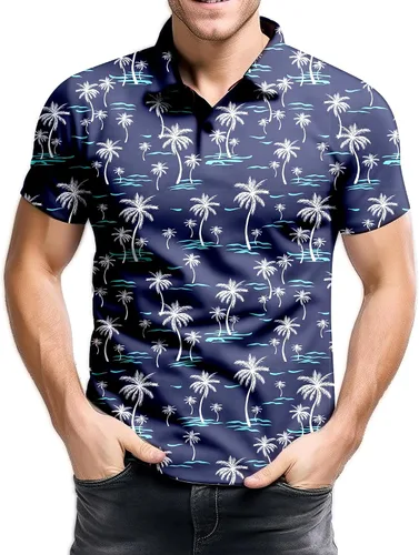 Miniatura 143 de Camisa de golf de los años 80 para hombre, ajuste seco, manga corta, estampada, divertidas, camisas de golf de los años 90 para hombre
