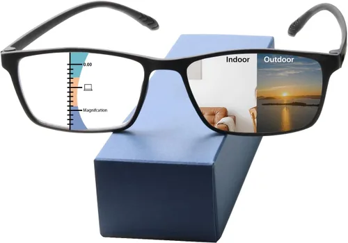 Lentes de lectura fotocromáticos multienfoque para hombres y mujeres, lentes de sol de transición progresiva de alta calidad, anti rayos UV, luz azul