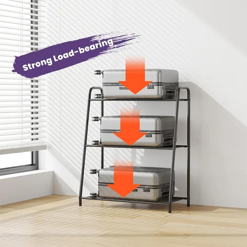 Miniatura 5 de Soporte esquinero de 3 niveles, estante de metal negro para macetas, estante resistente para interiores y exteriores (negro, 3 niveles)