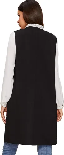 Miniatura 2 de SheIn Chaleco largo con frente abierto para mujer casual sin mangas ropa de abrigo larga con bolsillo