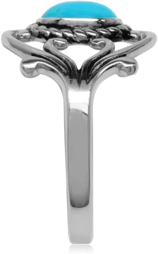 Miniatura 3 de Silvershake Bezel Set Cabochon Gemstone Surrounded by Twisted Rope White Gold Plated 925 Sterling Silver Victorian Style Ring
