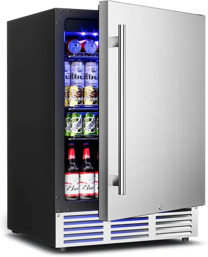 Miniatura 9 de Feelfunn Refrigerador de bebidas de 15 pulgadas bajo mostrador – Refrigerador de bebidas de 126 latas con puerta de vidrio para cerveza, vino y soda