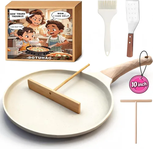 Miniatura 13 de Juego de sartenes antiadherentes para crepes, sartén para parrilla de panqueques de cocina, sartén plana con revestimiento de granito de 8 pulgadas