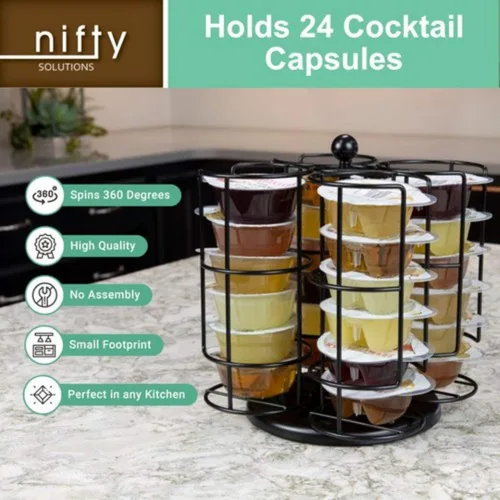 Miniatura 5 de Nifty Solutions Compatible con cóctel Bartesian con capacidad para hasta 24 cápsulas, giros de 360 grados, mediano (paquete de 1), negro, (5620)