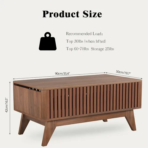 Miniatura 2 de Mesa de centro elevable con compartimento oculto, mesa de centro moderna de mediados de siglo para sala de estar, mesa central de granja de diseño