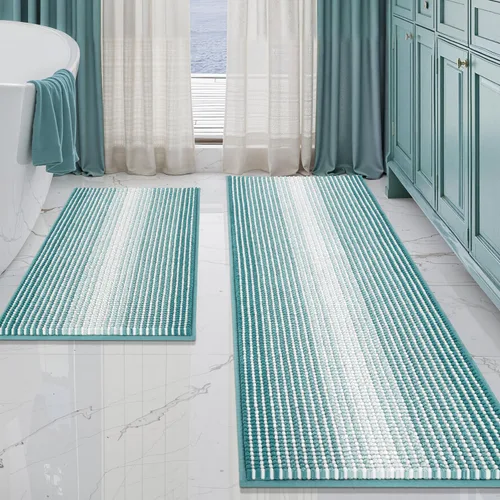 Miniatura 57 de BSICPRO Juegos de Alfombras y Tapetes para Baño, Juego de Alfombra de Baño de Felpilla Gruesa Absorbente de 2 Piezas Antideslizante, Tapetes Suaves