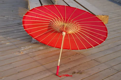 Miniatura 21 de Parasol de tela de bambú liso, ideal para recuerdos de fiesta de boda (fucsia)