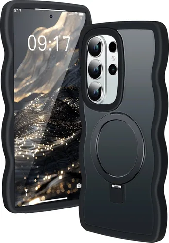 Miniatura 29 de [Soporte magnético y marco ondulado] Funda para Samsung Galaxy S24 Ultra [compatible con MagSafe] [protección militar contra caídas] no amarillenta