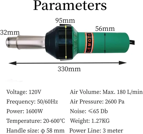 Miniatura 2 de Herramientas profesionales de soldadura para techos de PVC de 110 V 1600 W, kit de pistola de calor, soldador de plástico, pistola de soldadura