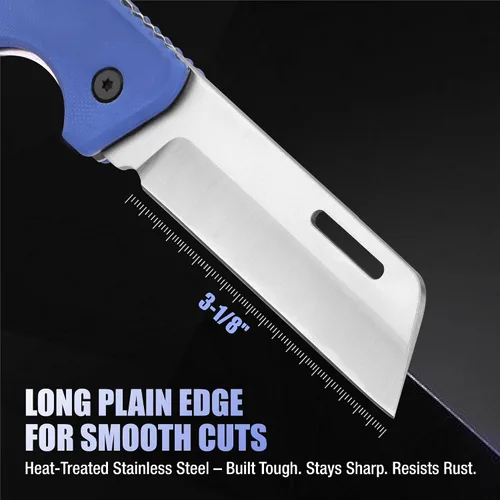 Miniatura 2 de WORKPRO Cúter, cuchillo de bolsillo plegable para electricista con filo liso de acero inoxidable para pelado de cables para electricistas
