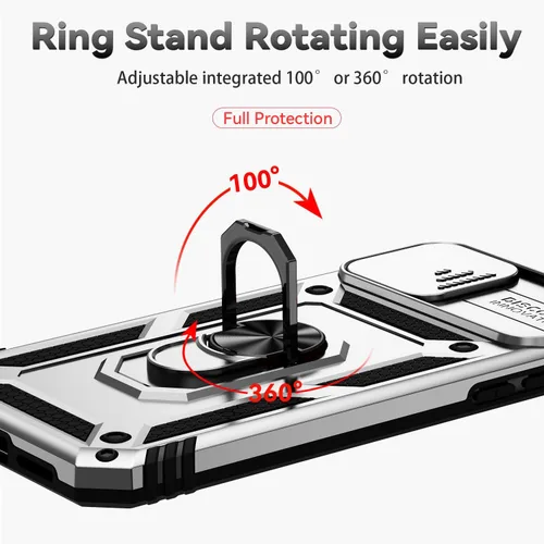 Miniatura 3 de SunStory Funda compatible con iPhone 11 Pro Max con protector de pantalla HD, cubierta de cámara deslizante y soporte de anillo giratorio