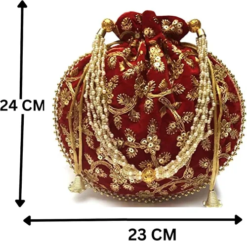 Miniatura 2 de Bolsa de terciopelo bordada para mujer, bolsa con cordón, regalo de boda dorado para mujer