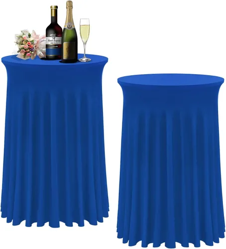 Miniatura 10 de BDDC Fundas para mesa de cóctel, paquete de 2 manteles de 24 x 43 pulgadas, color negro, con falda redonda ondulada natural para bar, boda, fiesta