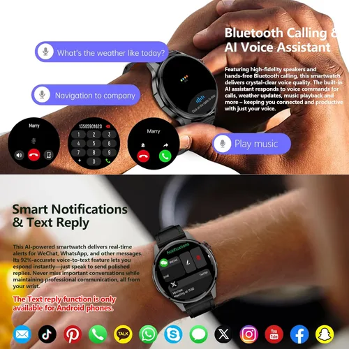 Miniatura 4 de Reloj inteligente para hombre con GPS integrado (respuesta/hacer llamadas/texto), reloj inteligente AI de 1.46 pulgadas para teléfonos
