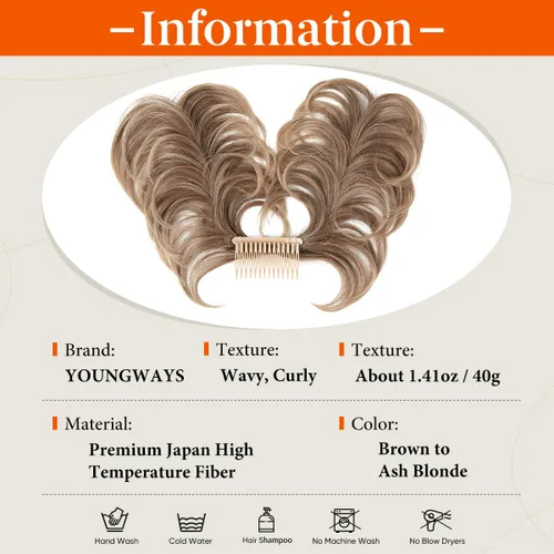 Miniatura 83 de Postizo de Cabello de Moño Desordenado Peine Lateral Clip en Moño de Cabello Postizo para Mujeres Corto Natural Liso Estilos Versátiles Ajustables