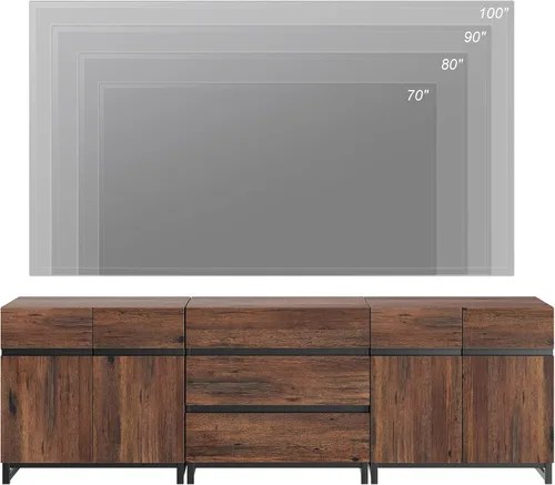 Miniatura 4 de WAMPAT Moderno soporte de TV para televisores de hasta 100 pulgadas, consola de TV 3 en 1 con estantes ajustables y 3 cajones, consola multimedia